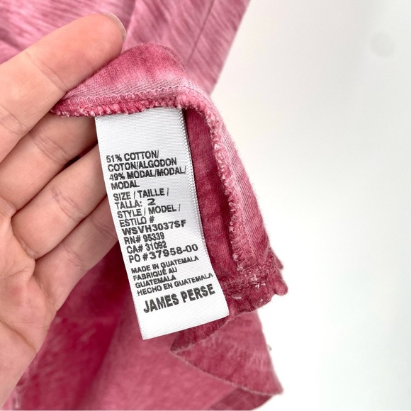JAMES PERSE Pink Sun-Dyed Round Neck Short Sleeve Minimalist Luxury T-Shirt Top - Picture 7 of 7